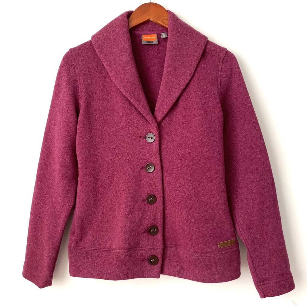Merrell Arabella Button Front Cardigan Sweater Raspberry - Picture 7 of 13